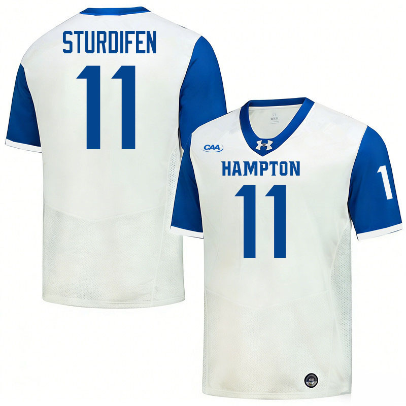 Hampton Pirates #11 Cam Sturdifen College Football Jerseys,Uniforms-White